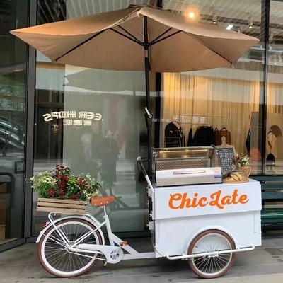 Παγωτό Ρολ Τροφίμων Push Cart ποδήλατο με ψυγείο 70kg 220*87*240cmcm