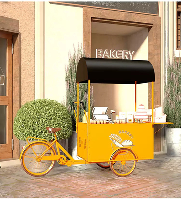 300kg τροφικό ποδήλατο 3 τροχών Hot Dog Tricycle Cart με αναδιπλούμενο τραπέζι για κινητό καροτσάκι φρούτων