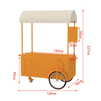 Φορητό σνακ τροφίμων χέρι push Cart Street πωλητής τροφίμων Delivery ποδήλατο με οθόνη Freezer