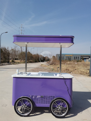 Προσαρμοσμένο Street Snack Ice Cream Cart Freezer Mini Push Cart Κινητά καρότσια τροφίμων