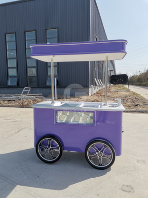 Προσαρμοσμένο Street Snack Ice Cream Cart Freezer Mini Push Cart Κινητά καρότσια τροφίμων
