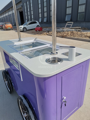 Προσαρμοσμένο Street Snack Ice Cream Cart Freezer Mini Push Cart Κινητά καρότσια τροφίμων