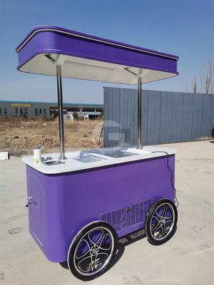 Προσαρμοσμένο Street Snack Ice Cream Cart Freezer Mini Push Cart Κινητά καρότσια τροφίμων