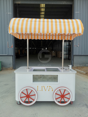 Παγωτό Χέρι Σπρώξτε Καροτσάκι Για Γελάτο Popsicle πωλήσεις Street Mall Vending Καροτσάκι