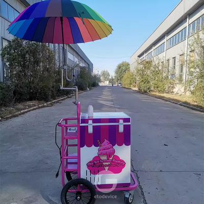 Παγωτό push Cart για κινητή επιχείρηση τροφίμων με 80L ψυγείο