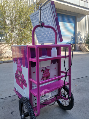 Παγωτό push Cart για κινητή επιχείρηση τροφίμων με 80L ψυγείο