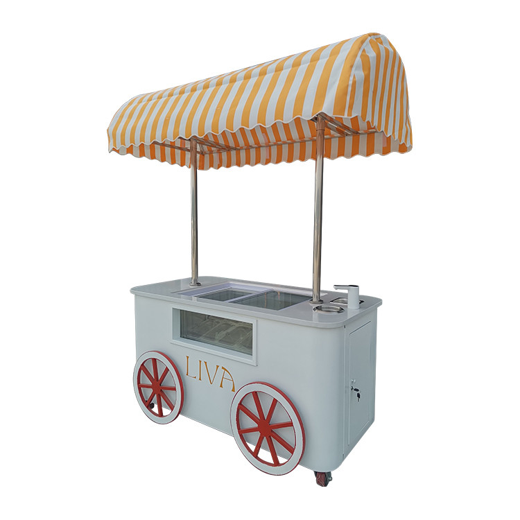 Παγωτό Χέρι Σπρώξτε Καροτσάκι Για Γελάτο Popsicle πωλήσεις Street Mall Vending Καροτσάκι